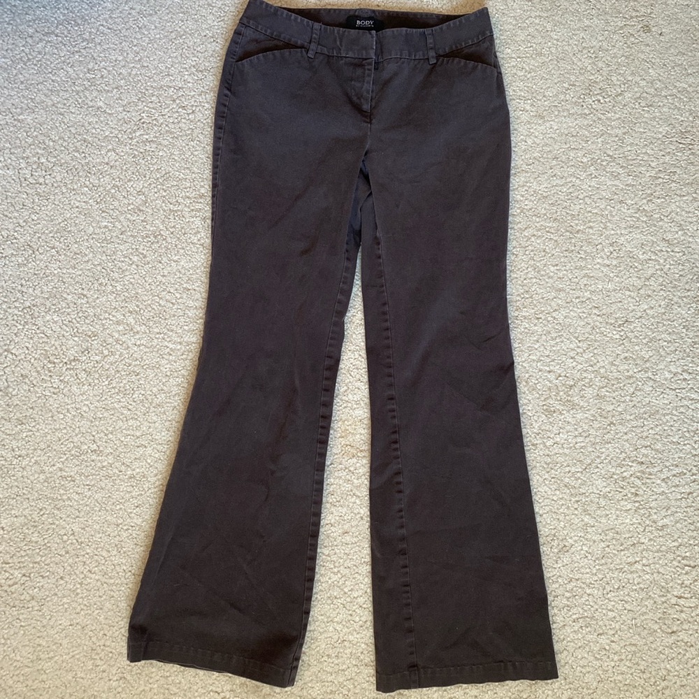 brown low rise bootcut pants